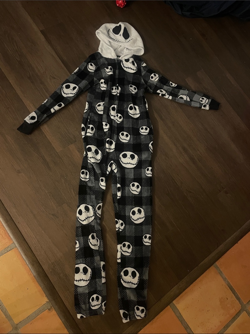 Disney Black & White Jack Skellington Plaid One-Piece pajamas